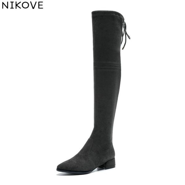 nikove 2020 women spring autumn shoes boots square heels stretch fabric over the knee boots pointed toe woman size 34-42, Black
nikove 2020 women spring autumn shoes boots square heels stretch fabric over the knee boots pointed toe woman size 34-42, Black