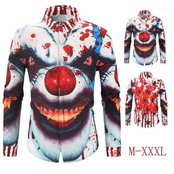 down collar 3d digital mens autumn casual mens apparel clown printed mens designer shirts turn, White;black
down collar 3d digital mens autumn casual mens apparel clown printed mens designer shirts turn, White;black