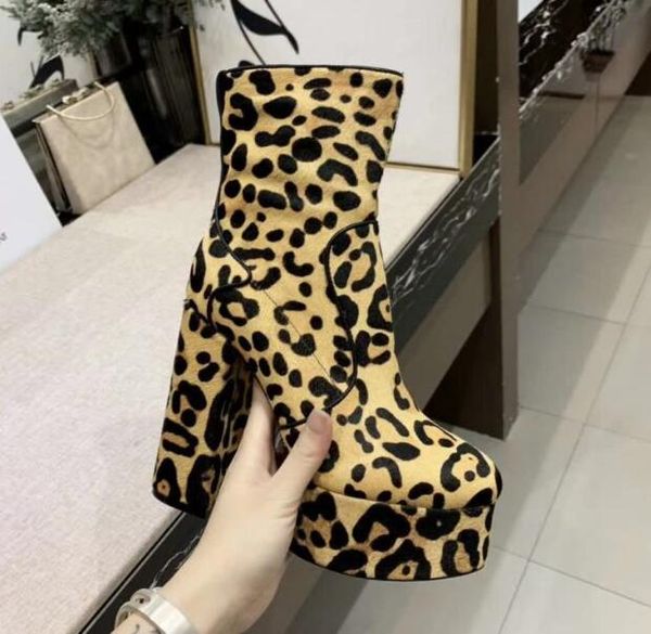high platform leopard genuine leather winter boots brand designer height increasing mid-calf shoes woman, Black
high platform leopard genuine leather winter boots brand designer height increasing mid-calf shoes woman, Black