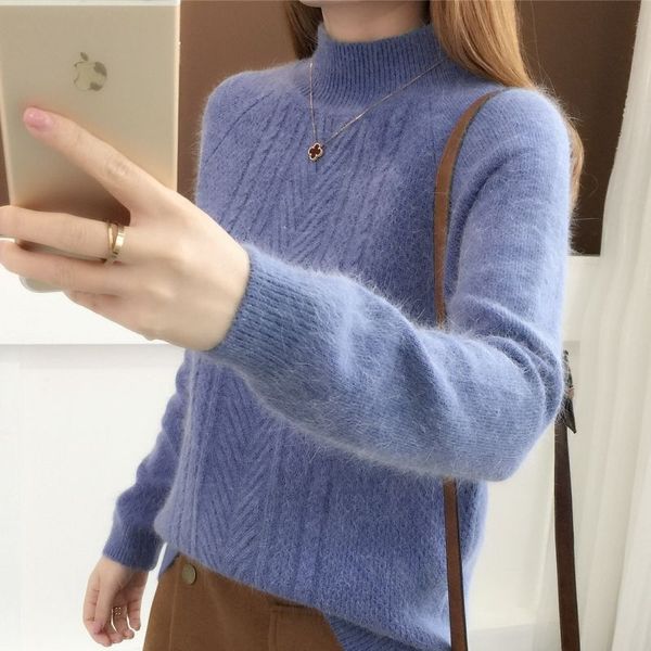 women's sweaters half high neck knitted sweater long-sleeve thick pullover 2021 autumn winter warm solid color female, White;black
women's sweaters half high neck knitted sweater long-sleeve thick pullover 2021 autumn winter warm solid color female, White;black