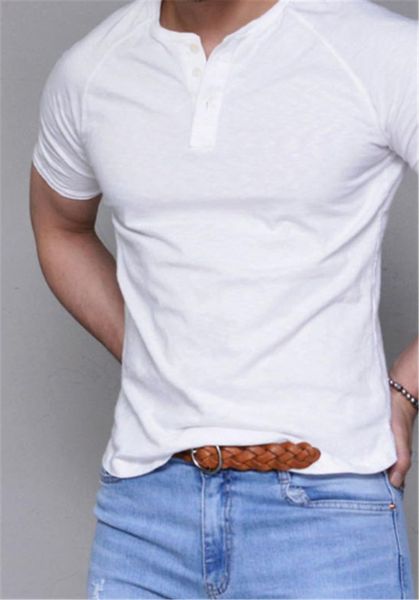 shirts summer fashion v neck buckle white cotton short sleeved tees mens designer t, White;black
shirts summer fashion v neck buckle white cotton short sleeved tees mens designer t, White;black