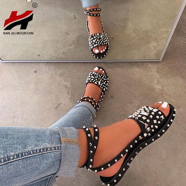 nan jiu mountain 2020 women's summer shoes flat sandals open toe outdoor beach rivet comfortable casual plus size 43, Black
nan jiu mountain 2020 women's summer shoes flat sandals open toe outdoor beach rivet comfortable casual plus size 43, Black