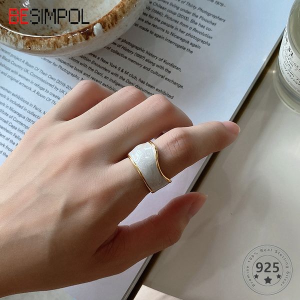 cluster rings besimpol real 925 sterling silver ring bread shaped enamel cream pearly simple adjustable for women fine jewelry gifts, Golden;silver
cluster rings besimpol real 925 sterling silver ring bread shaped enamel cream pearly simple adjustable for women fine jewelry gifts, Golden;silver