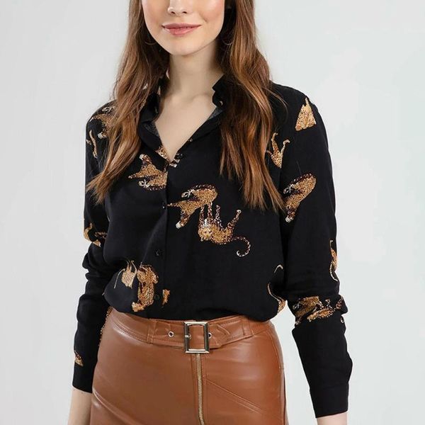 new fashion blouse casual turn down collar shirt long sleeve slim loose animal print women shirt, White
new fashion blouse casual turn down collar shirt long sleeve slim loose animal print women shirt, White