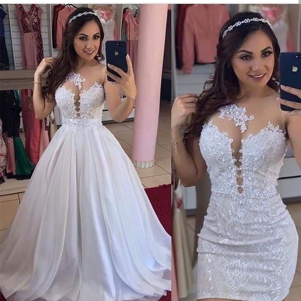 charming wedding dresses a line two pieces sheer scoop neck long lace bridal gowns sleeveless simple vintage wedding dress, White
charming wedding dresses a line two pieces sheer scoop neck long lace bridal gowns sleeveless simple vintage wedding dress, White