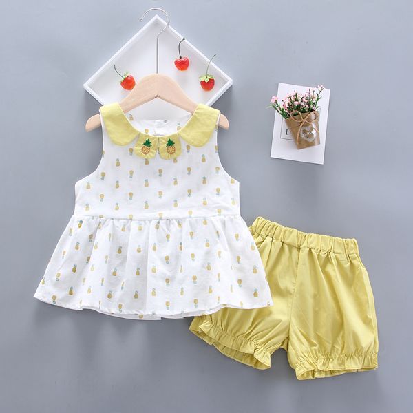 2 pieces kids suit set girls pineapple print round neck sleeveless dress+solid color pants pink/yellow moisture-absorbing, White
2 pieces kids suit set girls pineapple print round neck sleeveless dress+solid color pants pink/yellow moisture-absorbing, White