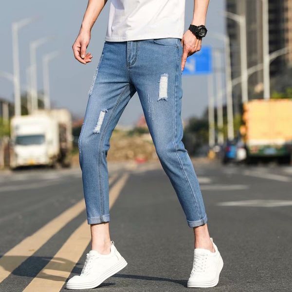 spring autumn 2020 men's broken hole hong kong style trendy jeans korean feet ankle length pants summer new casual pants, Blue
spring autumn 2020 men's broken hole hong kong style trendy jeans korean feet ankle length pants summer new casual pants, Blue