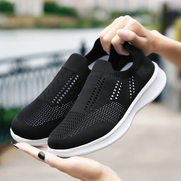 women shoes fashion breathable walk mesh flat casual shoes lady sneakers lady tenis feminino women mesh summer, Black