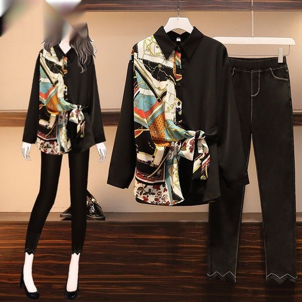 2020 autumn and winter new large jeans setpants suit pants suitsize women's stretch jeans two-piece set fat sister slimming printed shi, Gray
2020 autumn and winter new large jeans setpants suit pants suitsize women's stretch jeans two-piece set fat sister slimming printed shi, Gray
