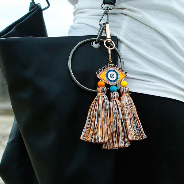 bohemian style folk style devil's eye keychains simple charm short tassel pendant jewelry key chains women gift jewelry, Silver
bohemian style folk style devil's eye keychains simple charm short tassel pendant jewelry key chains women gift jewelry, Silver