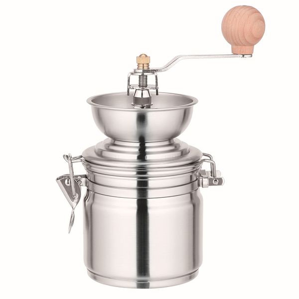 hand crank burr mill kitchen manual coffee grinder beans stainless steel cooking 
hand crank burr mill kitchen manual coffee grinder beans stainless steel cooking