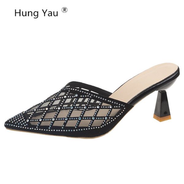 sandals shoes for women pointed toe rhinestone female summer sandals mesh pumps shoes high-heel mules plus size 34-40, Black
sandals shoes for women pointed toe rhinestone female summer sandals mesh pumps shoes high-heel mules plus size 34-40, Black