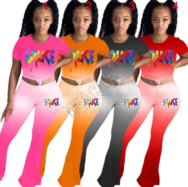 women's 2 piece clothing set tracksuit gradient color letter print crew neck short sleeve t shirts tees flared trousers pants outfits d, White
women's 2 piece clothing set tracksuit gradient color letter print crew neck short sleeve t shirts tees flared trousers pants outfits d, White
