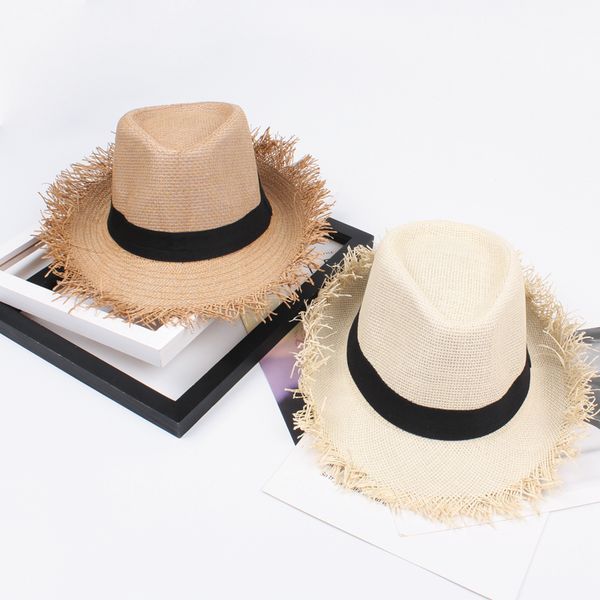 women summer sun hat straw fedora raw brim fringing adjustable cap 2020 summer beach holiday cap female fashion ladies hats new, Blue;gray
women summer sun hat straw fedora raw brim fringing adjustable cap 2020 summer beach holiday cap female fashion ladies hats new, Blue;gray
