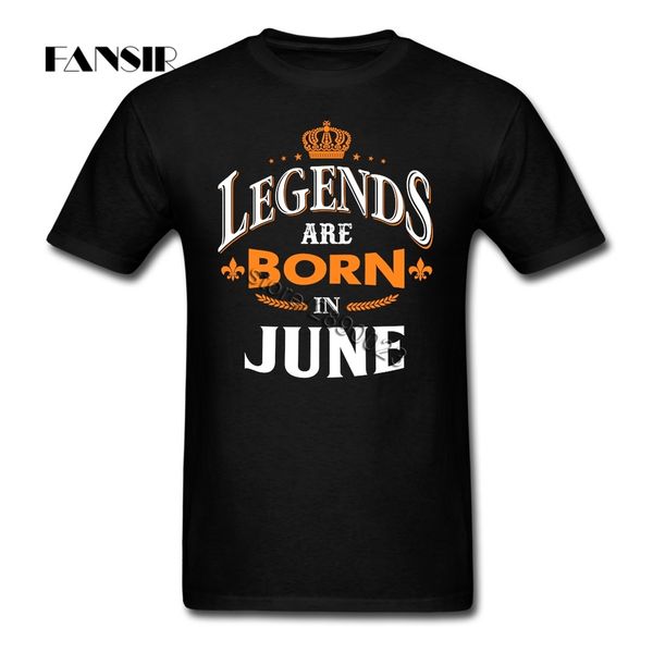 men t-shirt funny white short sleeve custom tee shirt men's legends are born in june team clothing