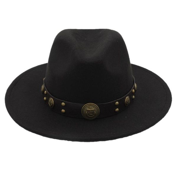 women men wool black felt fedora hat with wide brim fascinator jazz godfather steampunk belt jazz cap size 56-58cm, Blue;gray
women men wool black felt fedora hat with wide brim fascinator jazz godfather steampunk belt jazz cap size 56-58cm, Blue;gray
