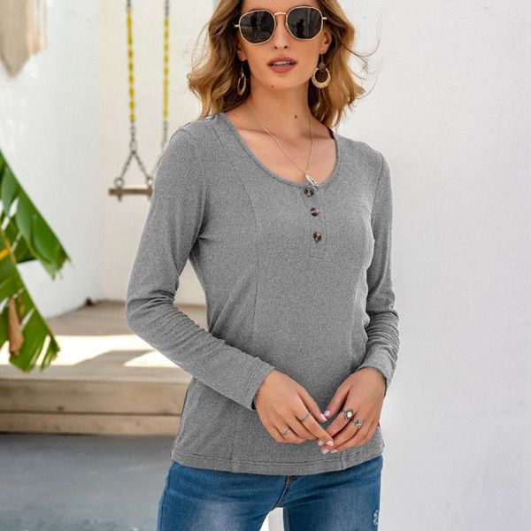 fashion women button basic t-shirt casual long sleeve o-neck spring autumn solid t-shirt female blusas women's clothing, White
fashion women button basic t-shirt casual long sleeve o-neck spring autumn solid t-shirt female blusas women's clothing, White