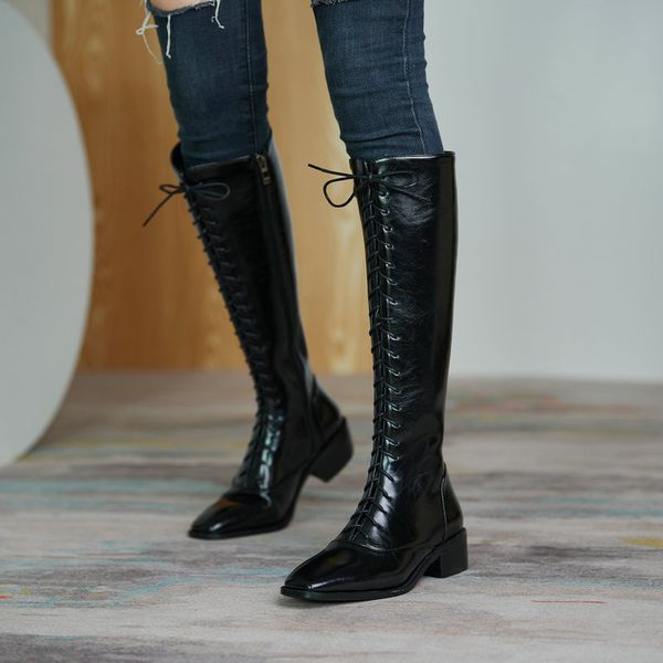 vintage genuine leather cross tied high winter boots round toe 4cm thick heels casual shoes woman size 33-42, Black
vintage genuine leather cross tied high winter boots round toe 4cm thick heels casual shoes woman size 33-42, Black