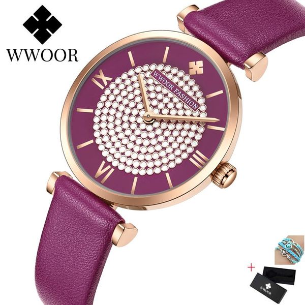 2020 wwoor women's watch luxury rhinestone purple women watch leather quartz fashion dress small women waterproof clock, Slivery;brown
2020 wwoor women's watch luxury rhinestone purple women watch leather quartz fashion dress small women waterproof clock, Slivery;brown