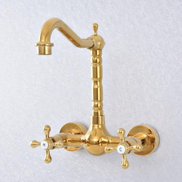 gold brass bathroom basin & kitchen sink faucet wall mount double cross handle mixer tap lsf622
gold brass bathroom basin & kitchen sink faucet wall mount double cross handle mixer tap lsf622