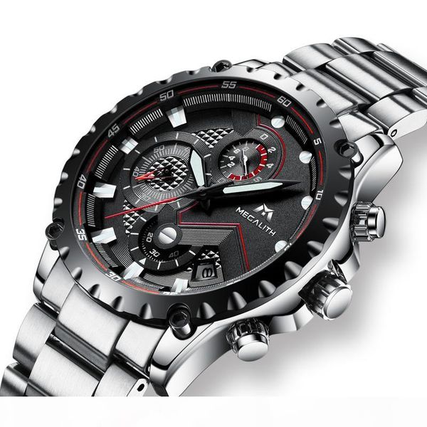 megalith fashion sports watch men waterproof chronograph black stainless steel strap analogue quartz wrist watches clock, Slivery;brown
megalith fashion sports watch men waterproof chronograph black stainless steel strap analogue quartz wrist watches clock, Slivery;brown
