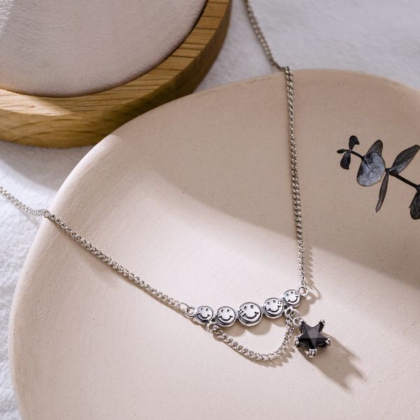 vintage smiling face pendant necklace vintage star black zircon thai silver color necklace for women jewelry gift s-n625
vintage smiling face pendant necklace vintage star black zircon thai silver color necklace for women jewelry gift s-n625