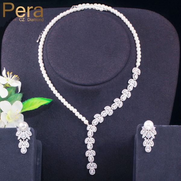 pera fashion brand wedding jewelry long dangle cz crystal leaf bridal simulated pearl neckalce earrings set for brides j345, Silver
pera fashion brand wedding jewelry long dangle cz crystal leaf bridal simulated pearl neckalce earrings set for brides j345, Silver