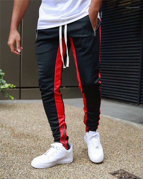 casual sports style mens clothing mens designer jogging pants mid waist contrast color zipper pockets pencil pants, Black
casual sports style mens clothing mens designer jogging pants mid waist contrast color zipper pockets pencil pants, Black