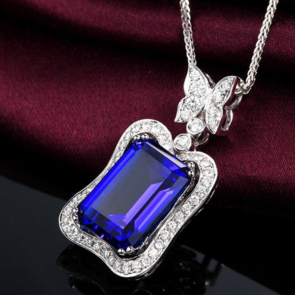 luxury female blue square pendant necklace charm silver color chain necklaces for women cute crystal butterfly wedding necklace 
luxury female blue square pendant necklace charm silver color chain necklaces for women cute crystal butterfly wedding necklace