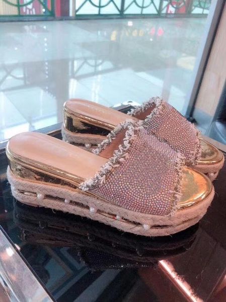 fashionable / versatile / comfortable pearl platform slippers summer rhinestone platform slippers high heels slippers size, Black
fashionable / versatile / comfortable pearl platform slippers summer rhinestone platform slippers high heels slippers size, Black