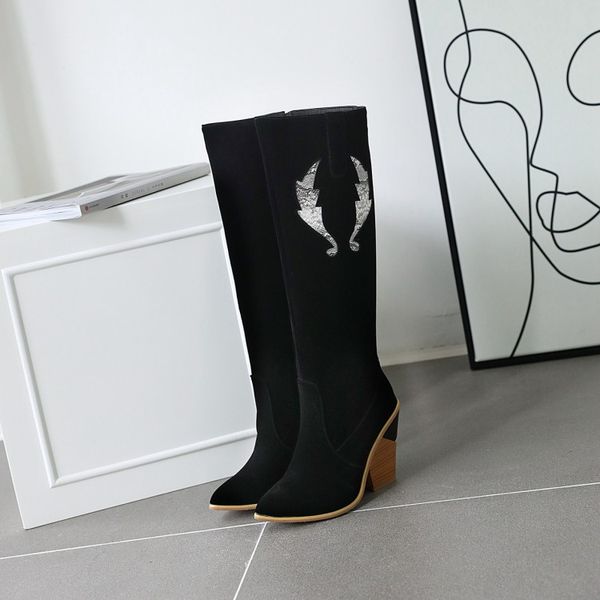 boots big size 9 10 11-15 women woman winter shoes botas side zipper design tip thick heel, Black
boots big size 9 10 11-15 women woman winter shoes botas side zipper design tip thick heel, Black
