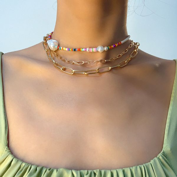 bohemian imitation irregular pearl colorful seed bead choker necklace statement short collar clavicle chain for women jewelry, Golden;silver
bohemian imitation irregular pearl colorful seed bead choker necklace statement short collar clavicle chain for women jewelry, Golden;silver