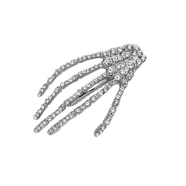 

silver color claw skull hand hair clip hairpin zombie punk horror bobby pin barrette women girls fashion hair accessories, Golden;silver
