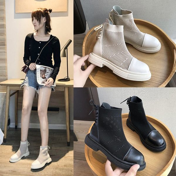 patchwork knight boots women cut out lace up mid-calf bottes solid round toe platform shoes stretch knitted riding botas mujer, Black 
patchwork knight boots women cut out lace up mid-calf bottes solid round toe platform shoes stretch knitted riding botas mujer, Black