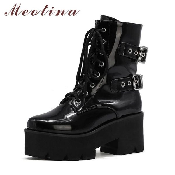 meotina women motorcycle boots shoes buckle platform high heel ankle boots zip lace up thick heels short lady winter black
meotina women motorcycle boots shoes buckle platform high heel ankle boots zip lace up thick heels short lady winter black
