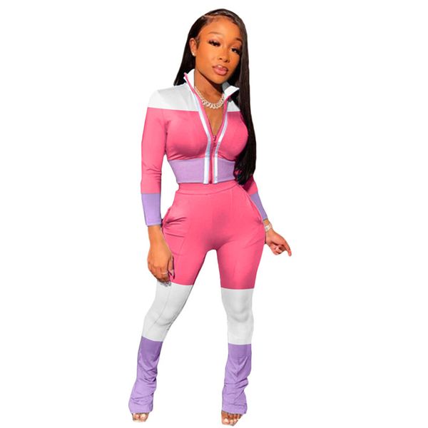long sleeve patchwork two piece long pant sets spring autumn tracksuits with zipper casual woman 2pcs sets, White
long sleeve patchwork two piece long pant sets spring autumn tracksuits with zipper casual woman 2pcs sets, White