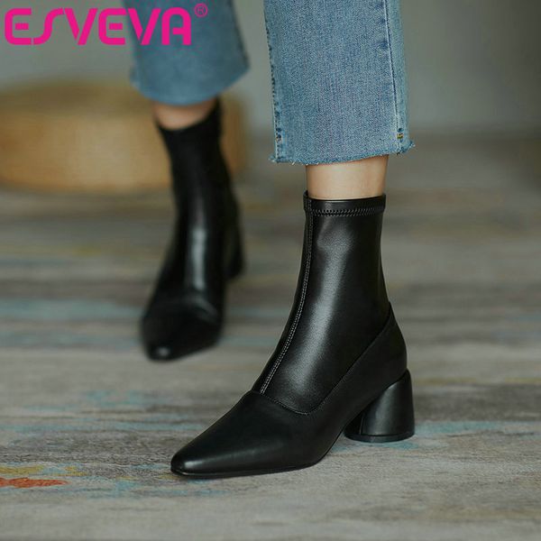 esveva 2021 elegant pointed toe square med heel pu+leather ankle boots women boots shoes western style black size 34-39
esveva 2021 elegant pointed toe square med heel pu+leather ankle boots women boots shoes western style black size 34-39