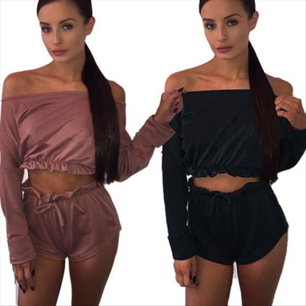 2017 new women ladies clubwear off shoulder crop shorts suits bodycon clothing sets, Gray
2017 new women ladies clubwear off shoulder crop shorts suits bodycon clothing sets, Gray