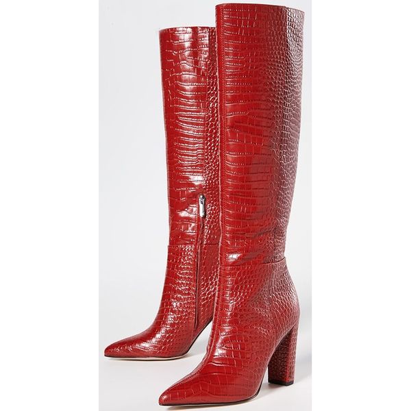 fashion red cow material boots chunky heel pointed toe zipper runway shoes python printing outfit women's shoes footwear, Black 
fashion red cow material boots chunky heel pointed toe zipper runway shoes python printing outfit women's shoes footwear, Black