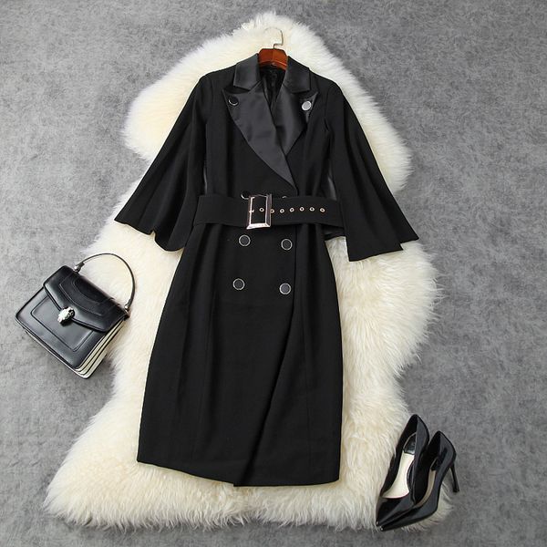 2020 fall autumn 4/5 sleeve notched-lapel black pure color cloak belted panelled double-breasted dress elegant casual dresses lag25t11211, Black;gray
2020 fall autumn 4/5 sleeve notched-lapel black pure color cloak belted panelled double-breasted dress elegant casual dresses lag25t11211, Black;gray