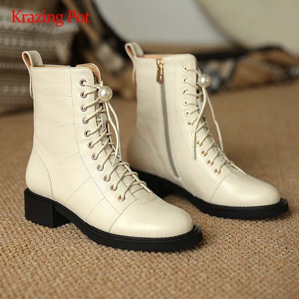 krazing pot work boots natural leather cross-tied solid convenient round toe thick med heel zipper young girls ankle boots l86, Black
krazing pot work boots natural leather cross-tied solid convenient round toe thick med heel zipper young girls ankle boots l86, Black