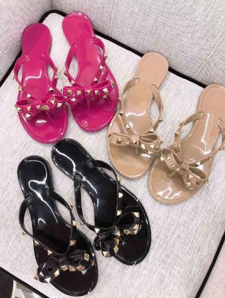 new 2019 woman summer sandals rivets big bowknot flip flops beach sandalias femininas flat jelly designer sandals channel mm10, Black
new 2019 woman summer sandals rivets big bowknot flip flops beach sandalias femininas flat jelly designer sandals channel mm10, Black