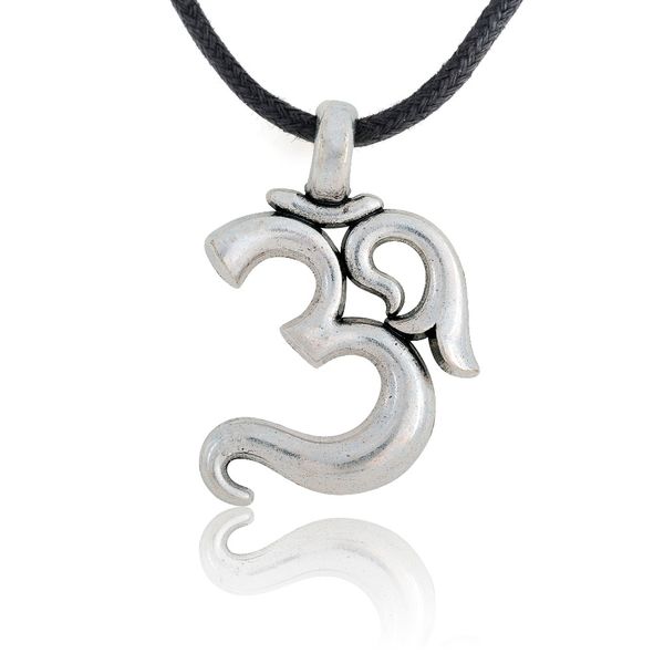retro silver yoga aum om ohm sanskrit pendant leather necklace men jewelry, 18 inches
retro silver yoga aum om ohm sanskrit pendant leather necklace men jewelry, 18 inches