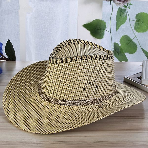 summer fashion men solid straw western cowboy hat with rope wide curling brim cap chin strap beach sun hats uv protection, Yellow
summer fashion men solid straw western cowboy hat with rope wide curling brim cap chin strap beach sun hats uv protection, Yellow
