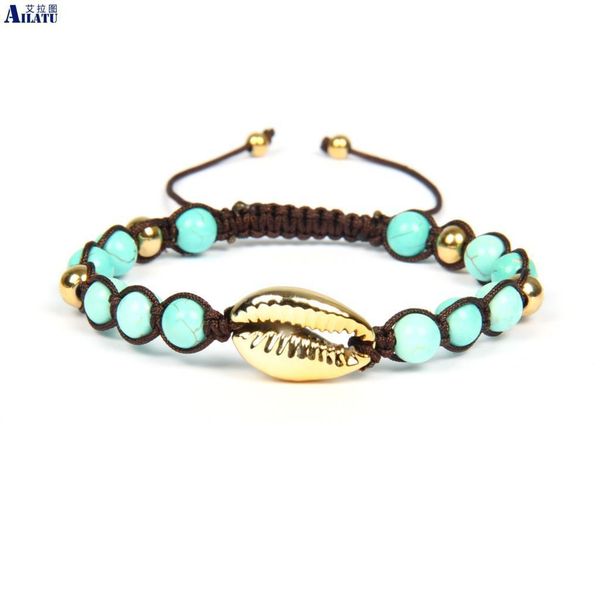 ailatu handmade natural seashell hand knit shells bracelet with 6mm natural howlite stone beads, Golden;silver
ailatu handmade natural seashell hand knit shells bracelet with 6mm natural howlite stone beads, Golden;silver