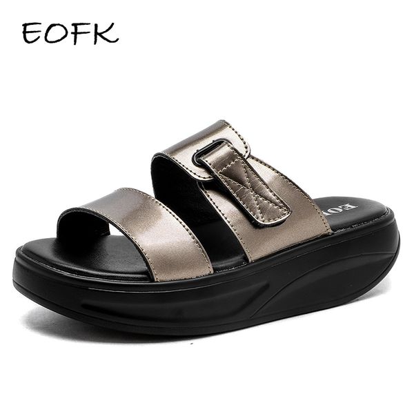 eofk summer women slides flat platform quality thick bottom fashion gold leather slippers women solid outside ladies slippers, Black
eofk summer women slides flat platform quality thick bottom fashion gold leather slippers women solid outside ladies slippers, Black