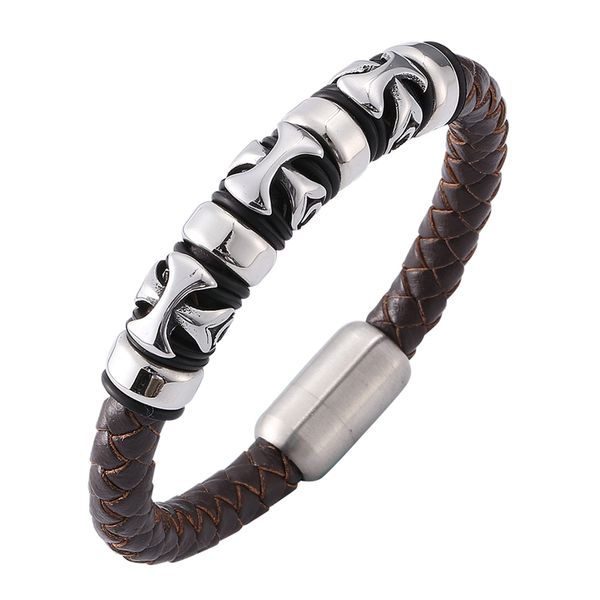punk brown woven leather bracelet cross mens stainless steel magnetic buckle fashion men jewelry bracelet c0156, Golden;silver
punk brown woven leather bracelet cross mens stainless steel magnetic buckle fashion men jewelry bracelet c0156, Golden;silver