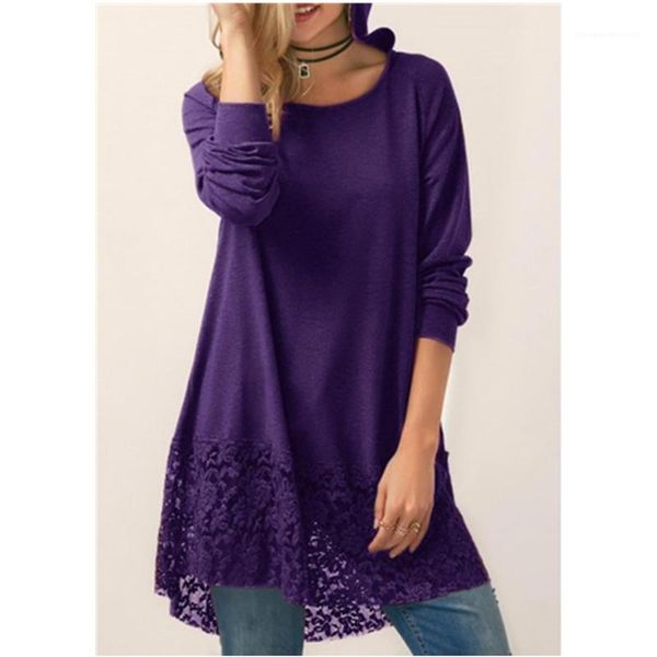 womens long sleeve round neck tshirt lace panelled casual loose solid color fashion designer spring hooded apparel, White
womens long sleeve round neck tshirt lace panelled casual loose solid color fashion designer spring hooded apparel, White