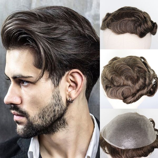 men brown mixed grey remy human hair #610 highlight skin pu thin pu replacement system hairpieces man toupee, Black
men brown mixed grey remy human hair #610 highlight skin pu thin pu replacement system hairpieces man toupee, Black