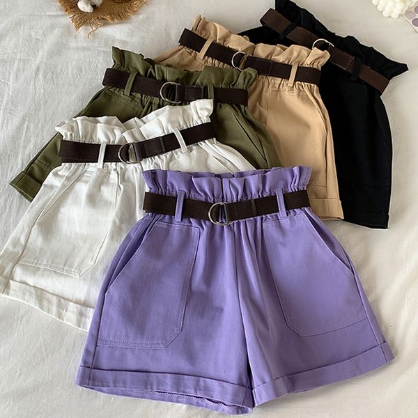 women's shorts korean ruffles women 2021 summer high waist pockets wide leg ladies short with sashes streetwear all match femme, White;black
women's shorts korean ruffles women 2021 summer high waist pockets wide leg ladies short with sashes streetwear all match femme, White;black